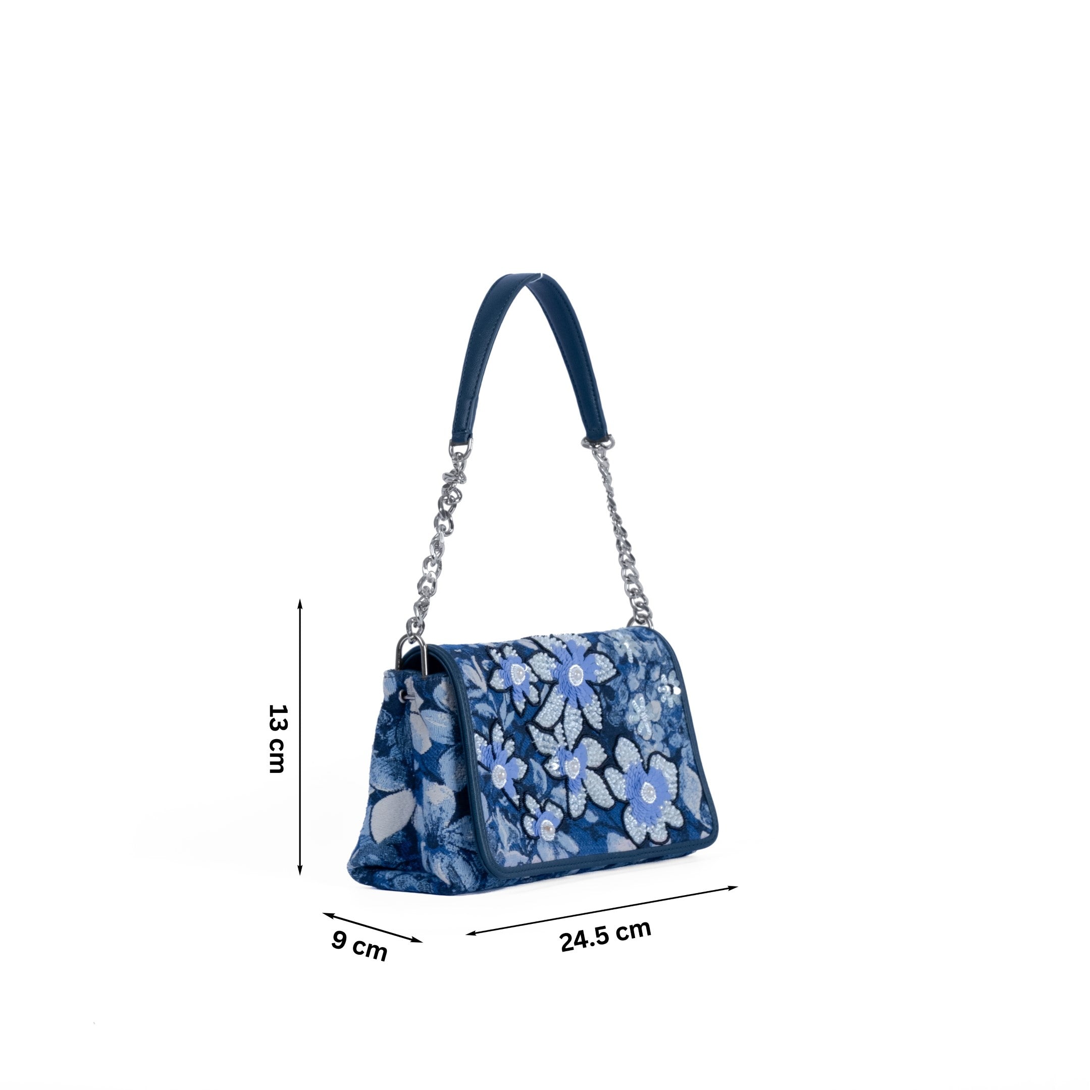 Exquisite Handcrafted Jacquard & Leather Party Wear Bag