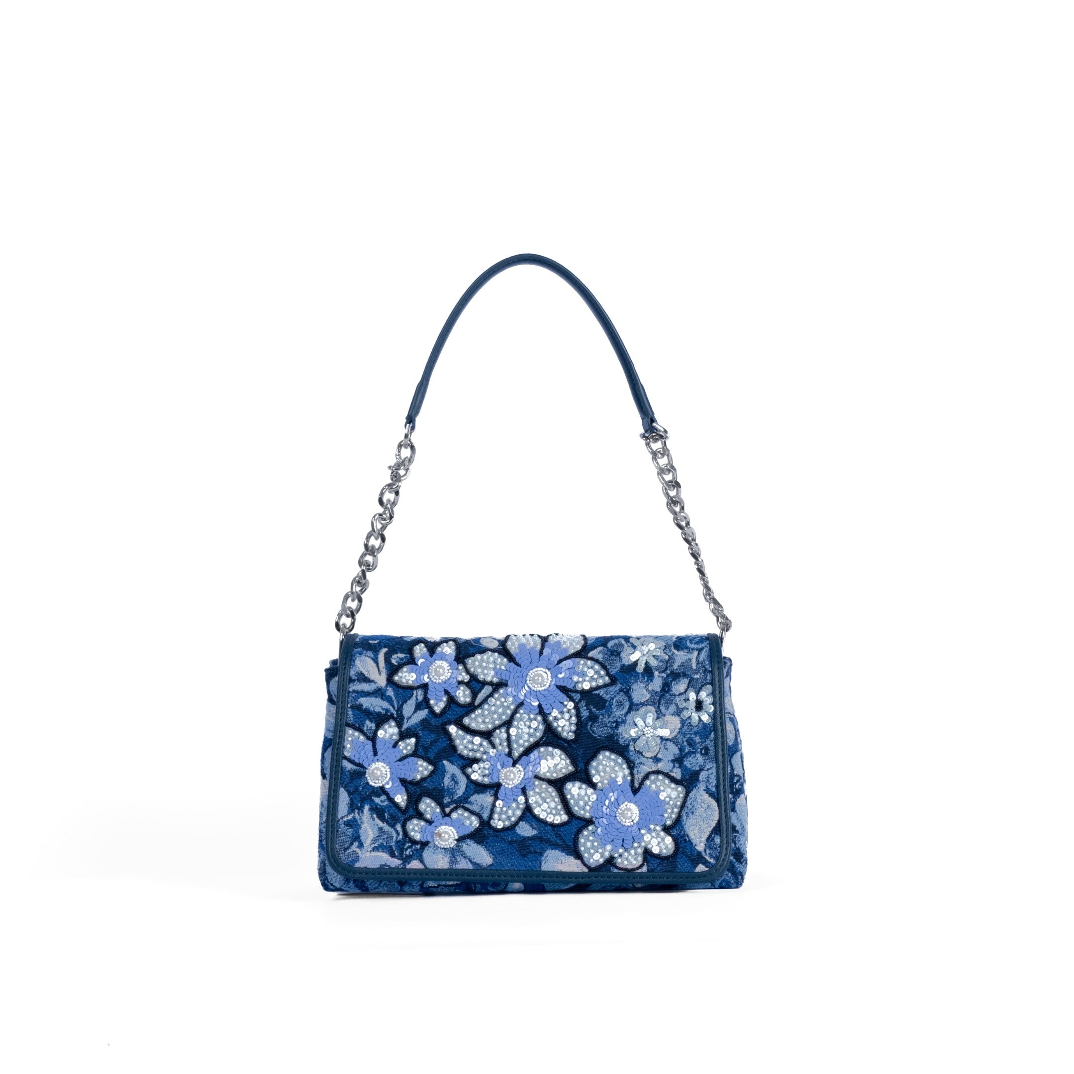 Exquisite Handcrafted Jacquard & Leather Party Wear Bag