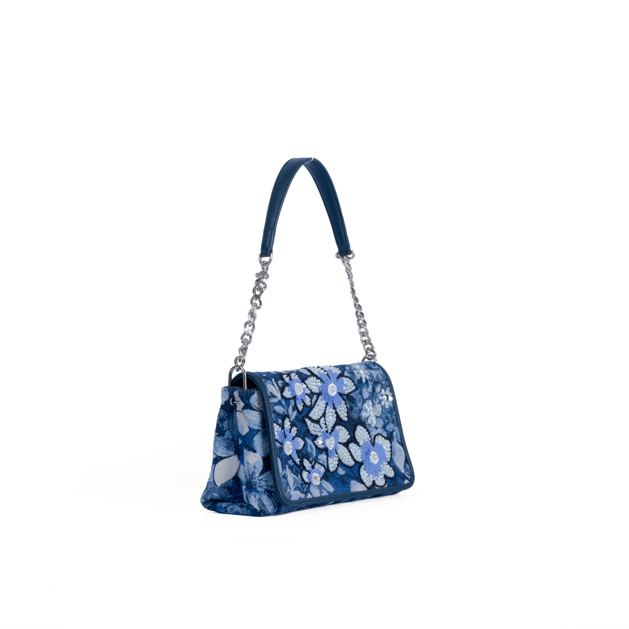 Exquisite Handcrafted Jacquard & Leather Party Wear Bag