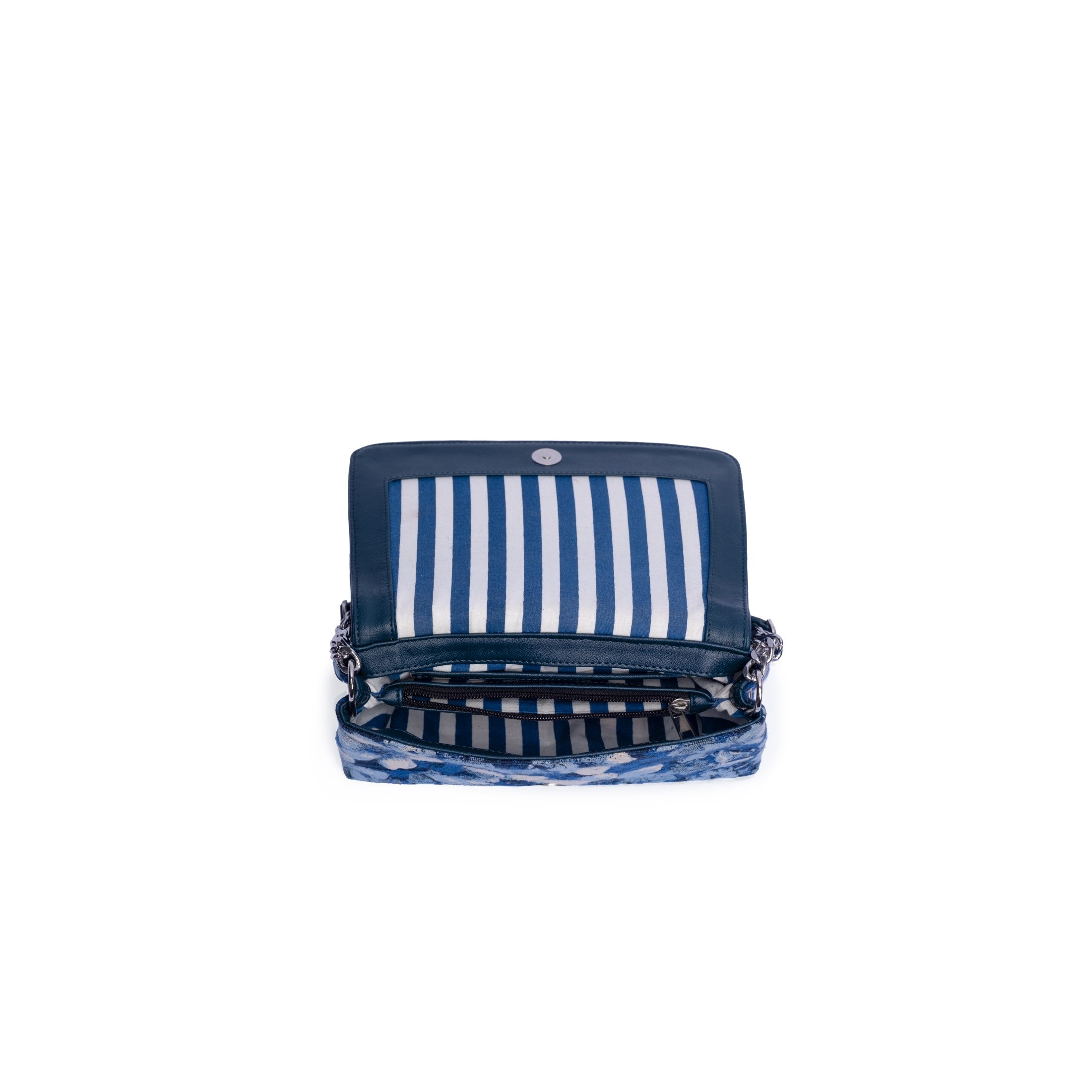 Exquisite Handcrafted Jacquard & Leather Party Wear Bag